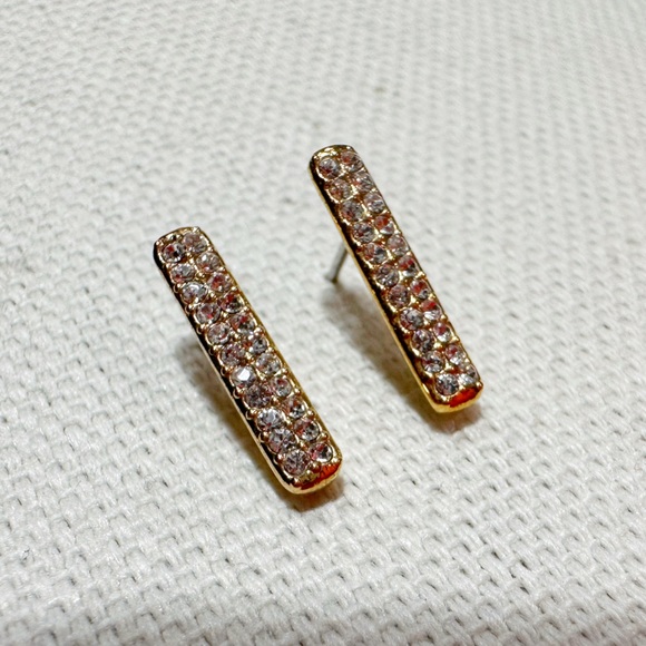Nadri zirconia and gold tone post earrings. - Picture 4 of 4